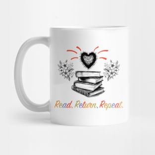 Book Reader - Read Return Repeat (Black) Mug